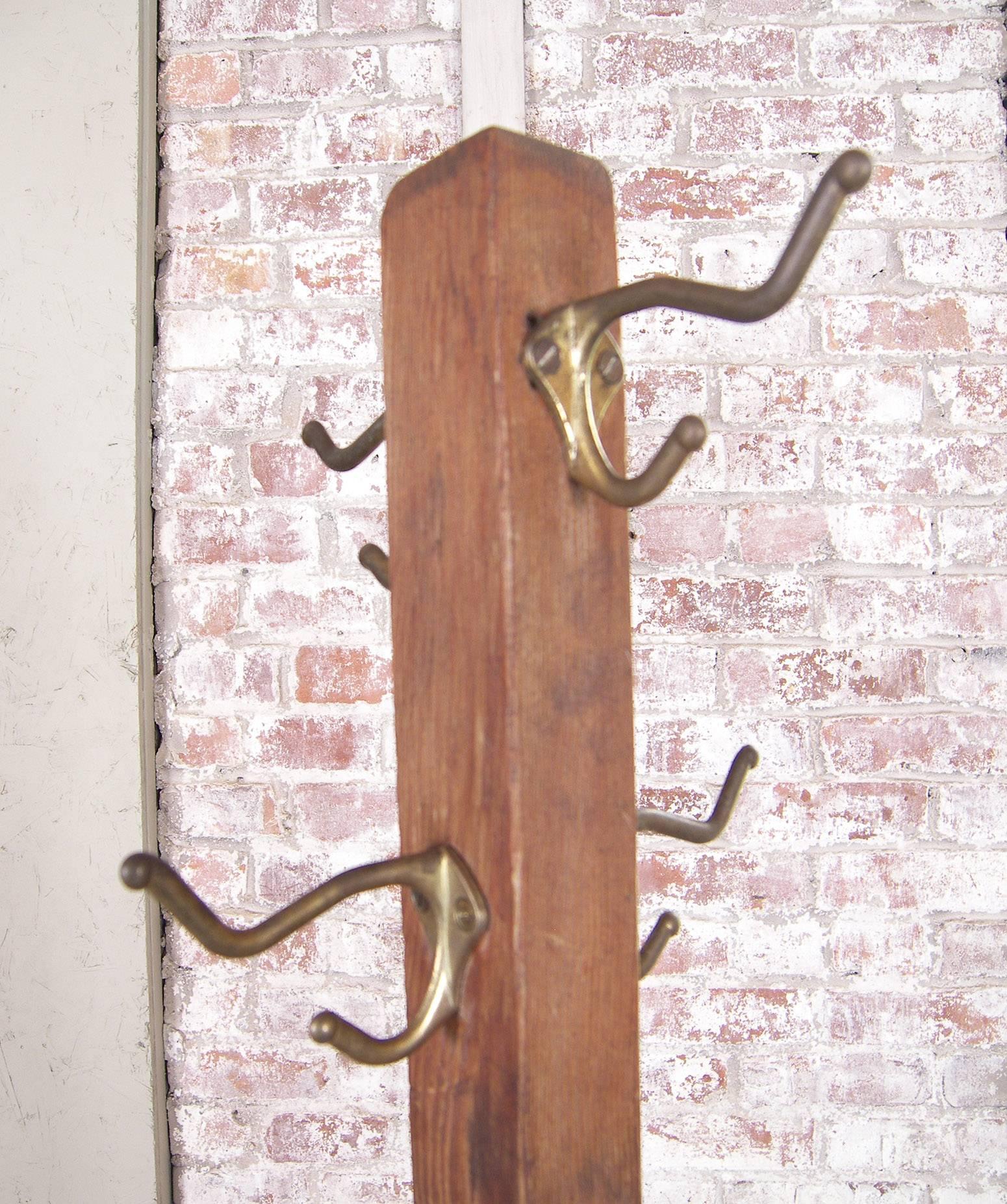 Vintage industrial wooden coat stand or rack. Measures: 65 1/2