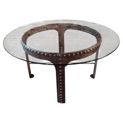 Vintage Industrial Round Steel Table Base