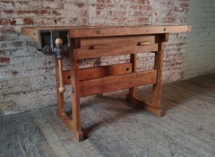 Antique Workbench with Vise & Drawer