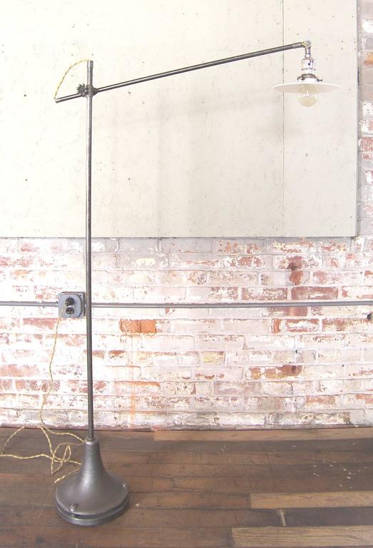 Floor Task Light Milk Glass Adjustable Reading Lamp Vintage Industrial