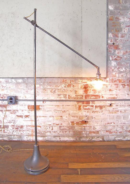 Floor Task Light Milk Glass Adjustable Reading Lamp Vintage Industrial