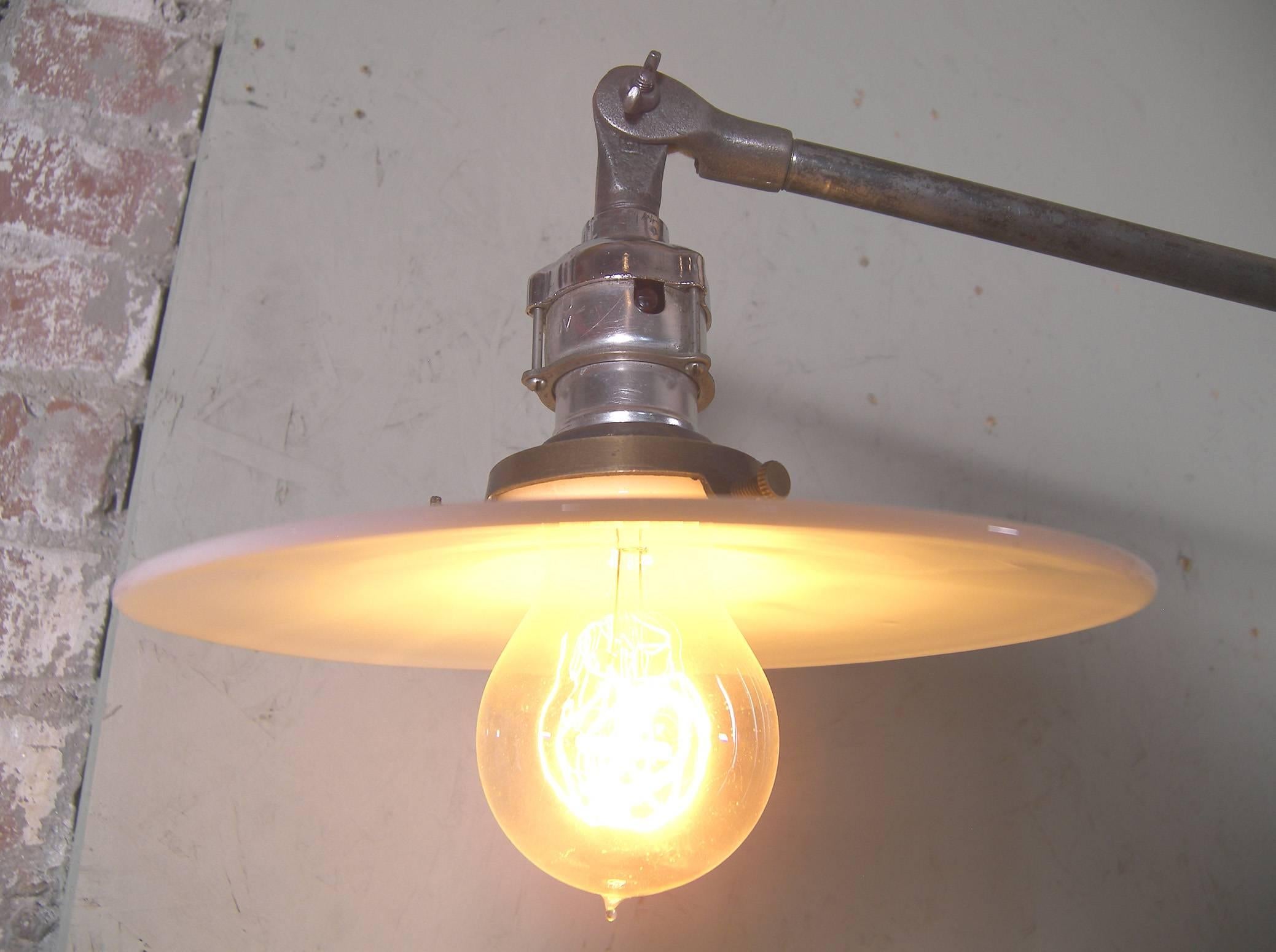 Iron Industrial Milk Glass Floor Lamp