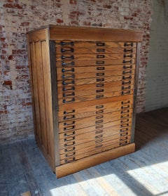 Antique Oak & Steel Flat File