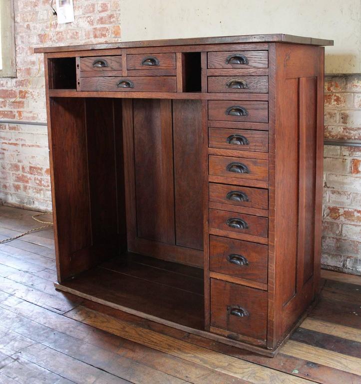 Vintage Oakwood Jeweler's Storage Unit Metal Hardware at 1stDibs