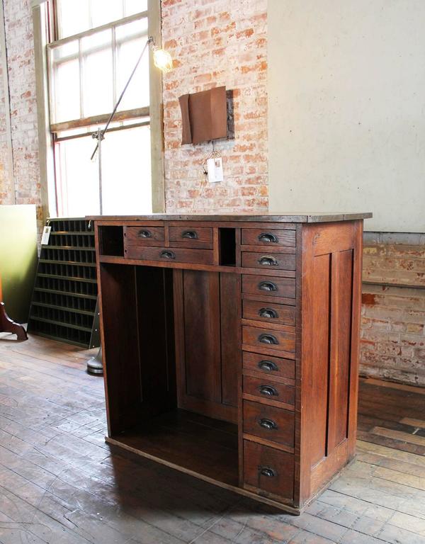 Vintage Oakwood Jeweler's Storage Unit Metal Hardware at 1stDibs