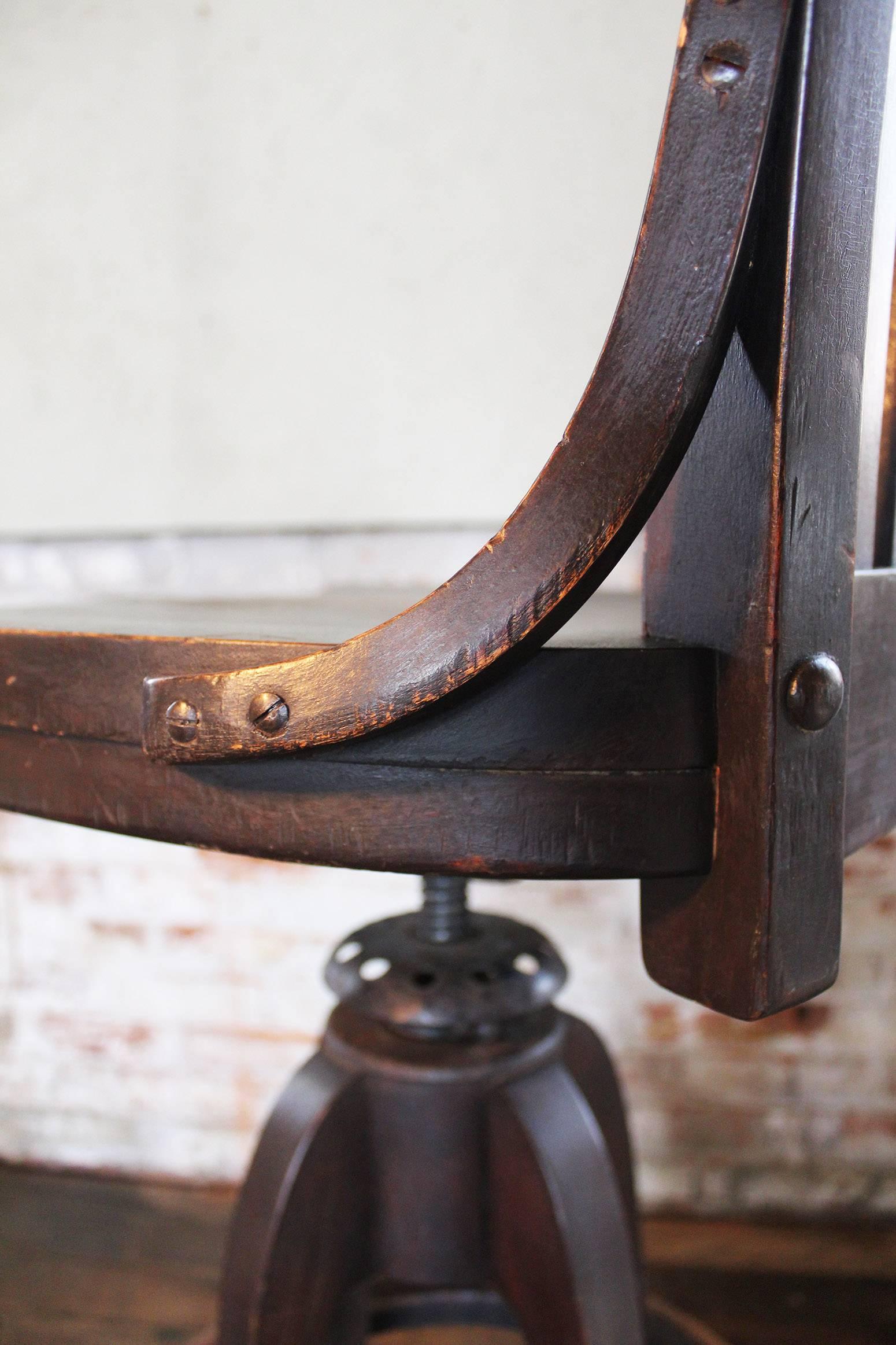 Clark & Gibby Drafting / Draftsman Stool, Wood and Metal Hardware In Good Condition In Oakville, CT