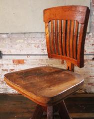 Vintage Industrial Wood and Cast Iron Adjustable Drafting Bar Stool Made by Cook