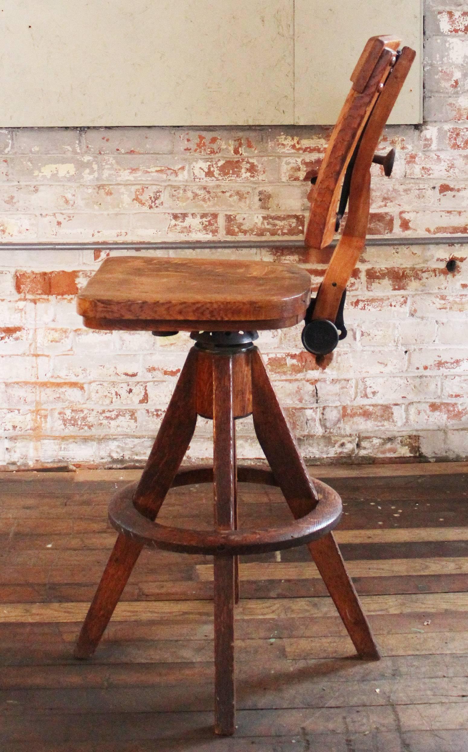 wooden drafting chair