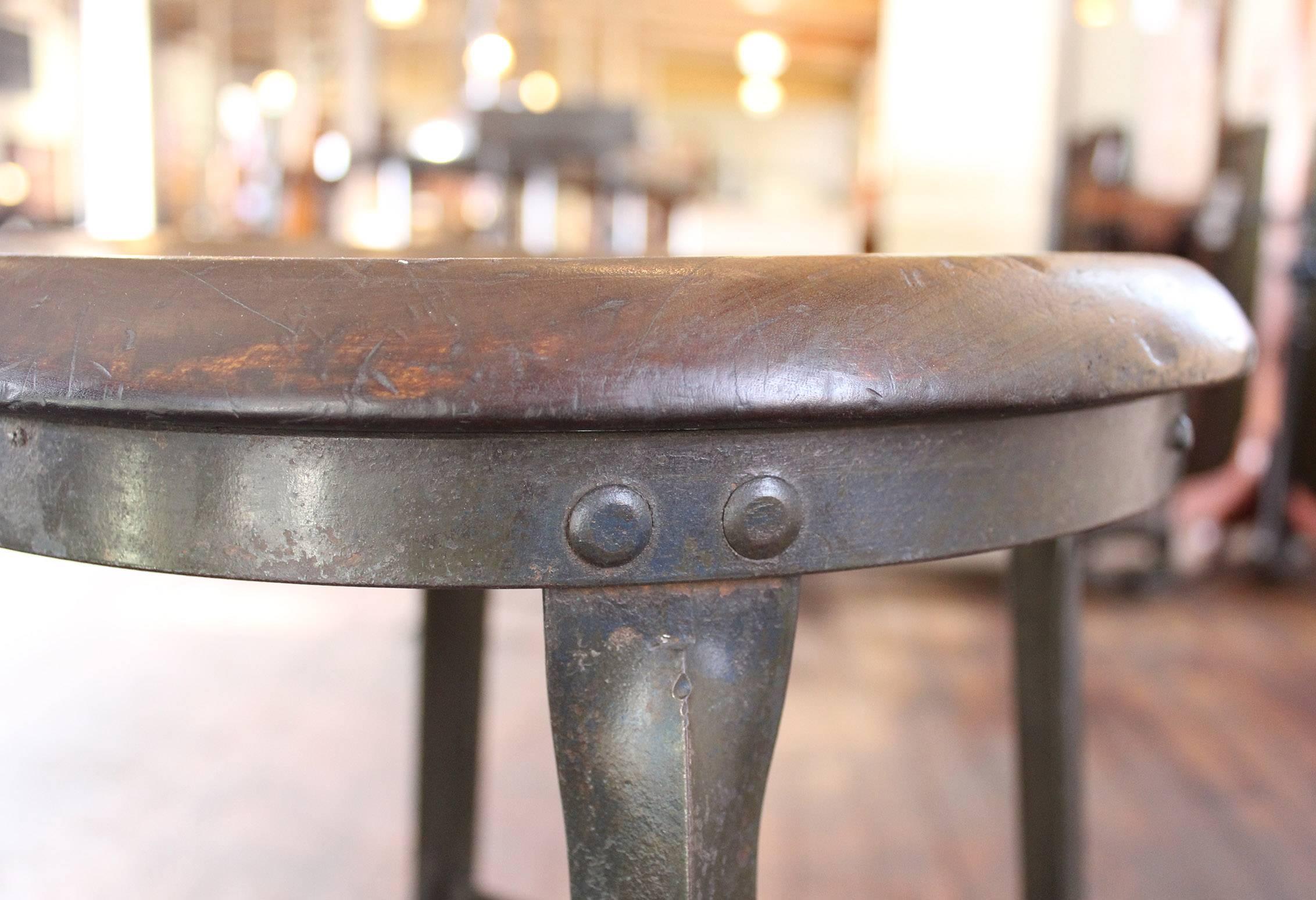 Industrial Rustic Bar Stool Backless Kitchen Wood and Metal Bar Stool
