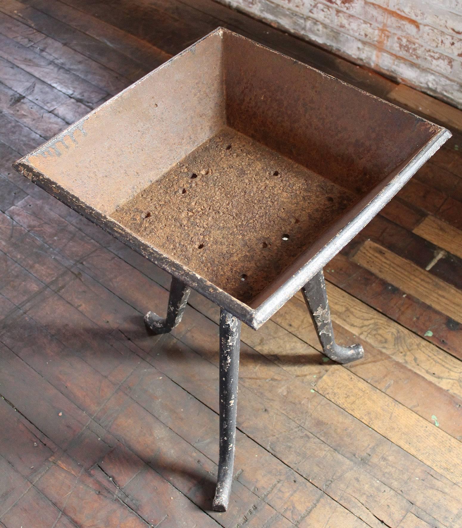 American Rustic Vintage Industrial Cast Iron Planter, Stand Table Art