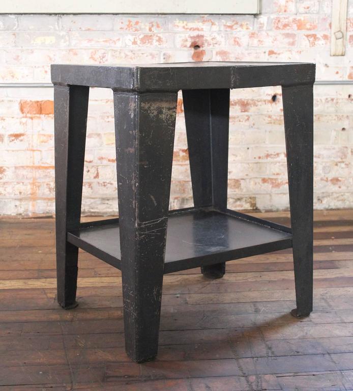 Vintage Industrial Rustic Steel and Metal EndSide TableStand with