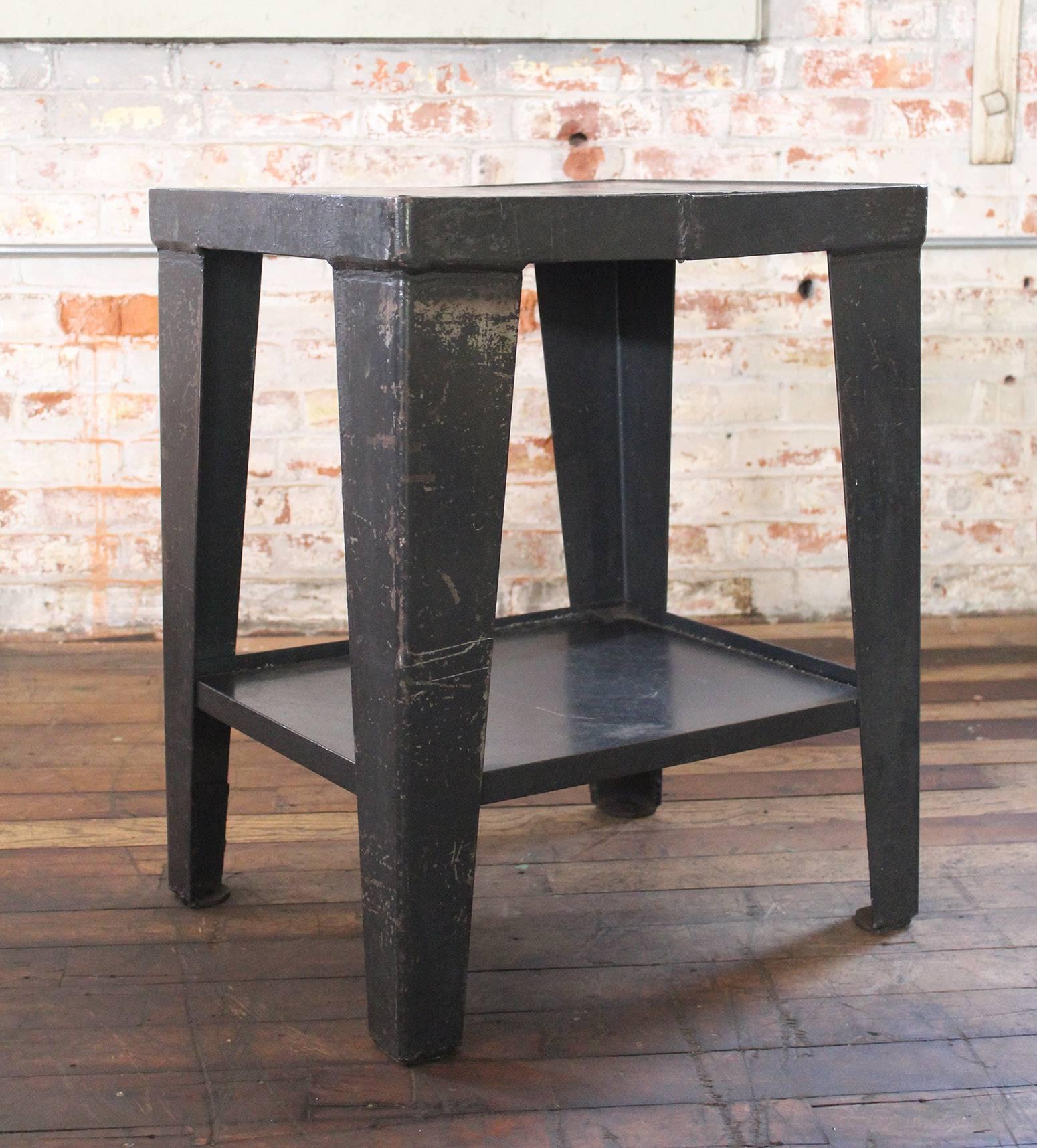 Vintage Industrial Rustic Steel and Metal EndSide TableStand with