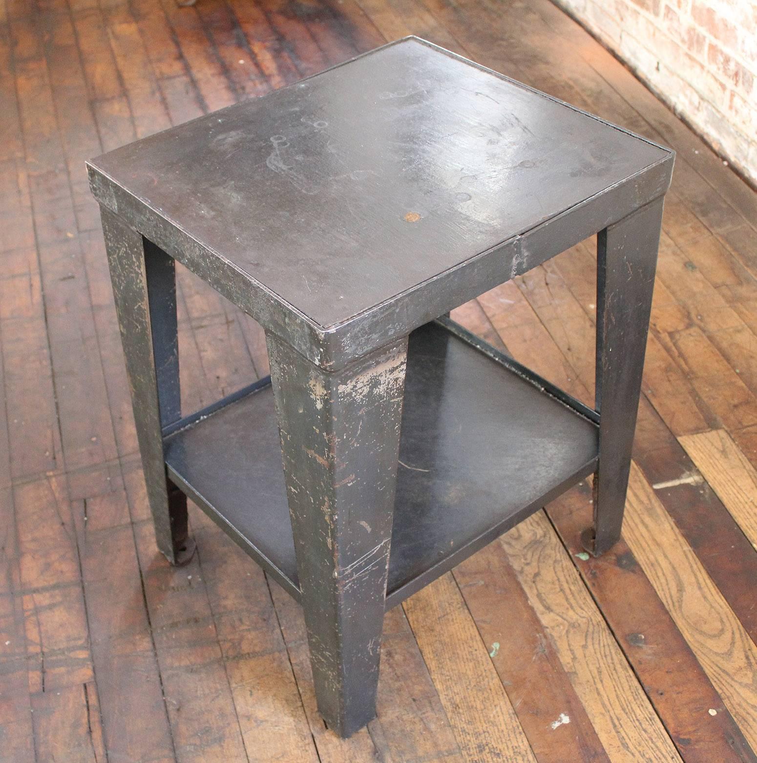 Vintage Industrial Rustic Steel and Metal EndSide TableStand with