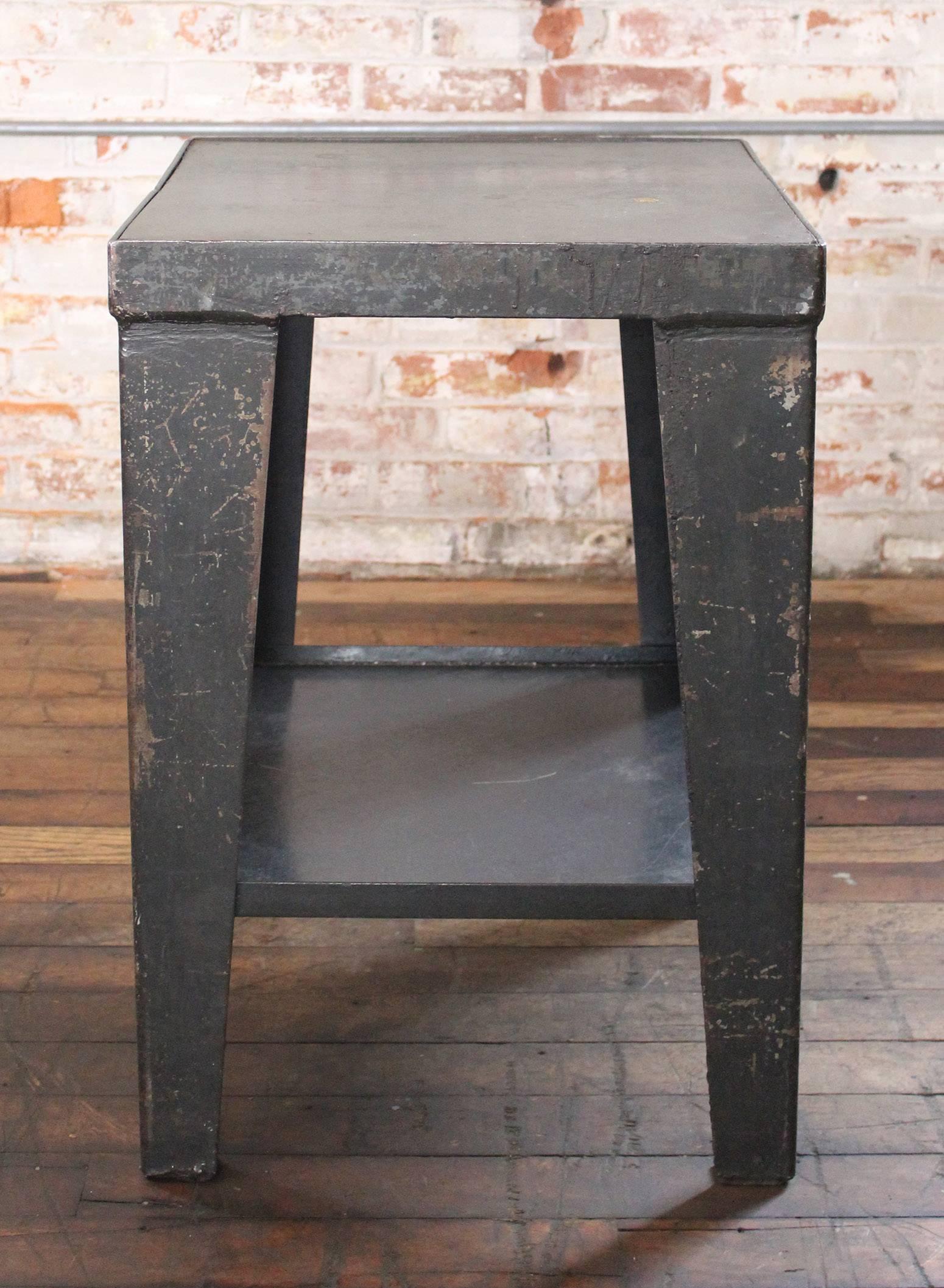 Vintage Industrial Rustic Steel and Metal EndSide TableStand with