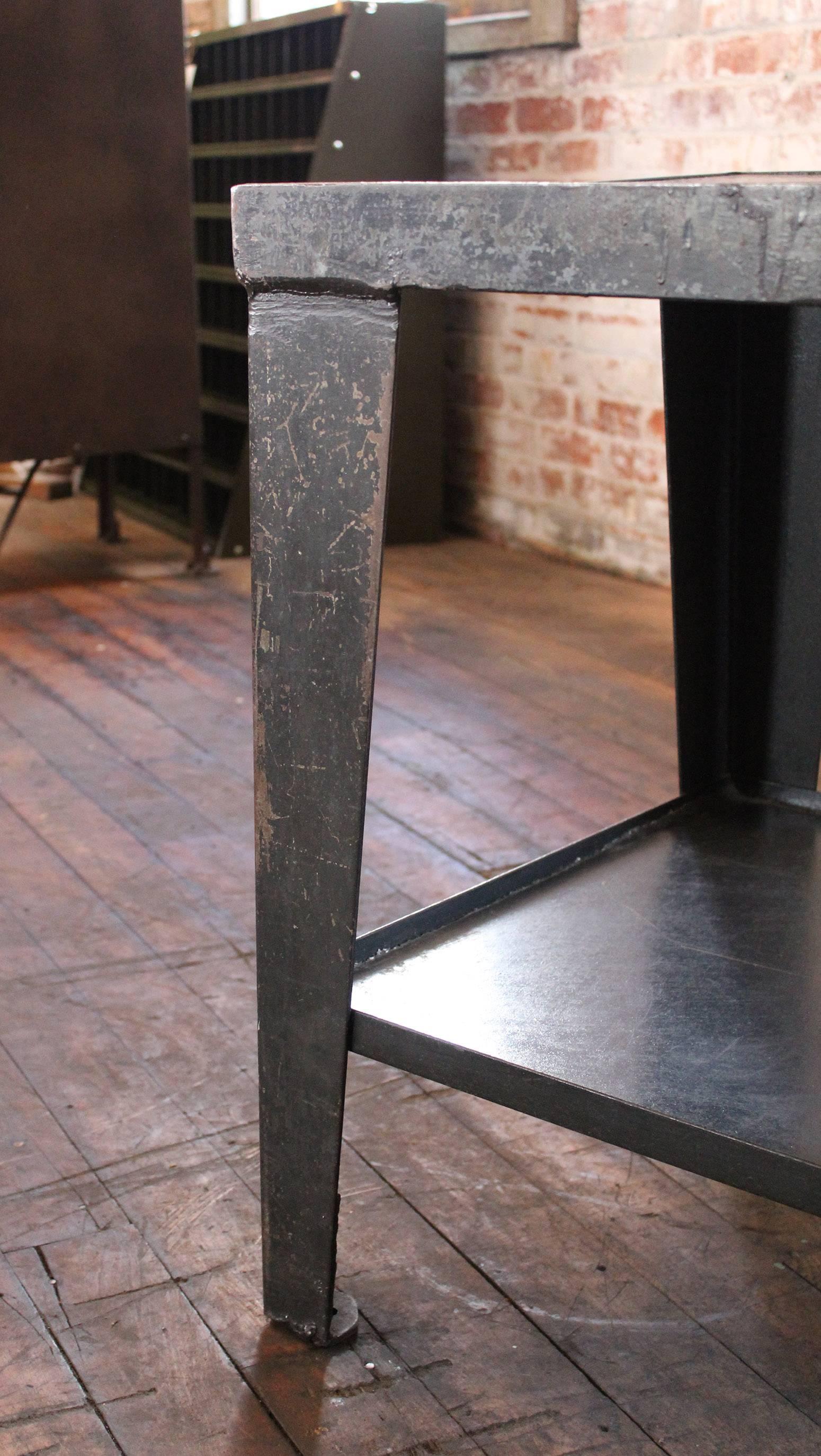 Vintage Industrial Rustic Steel and Metal EndSide TableStand with