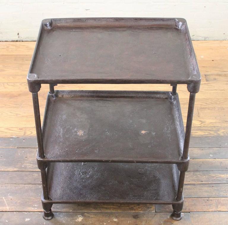 ThreeTier Table Cart Vintage Industrial Adjustable Cast Iron and Steel
