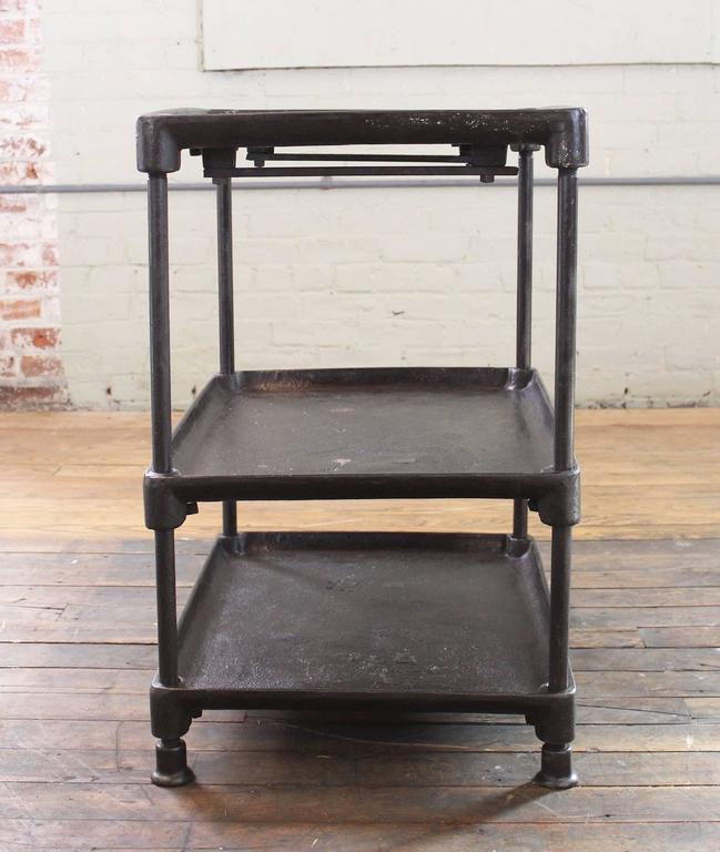 ThreeTier Table Cart Vintage Industrial Adjustable Cast Iron and Steel