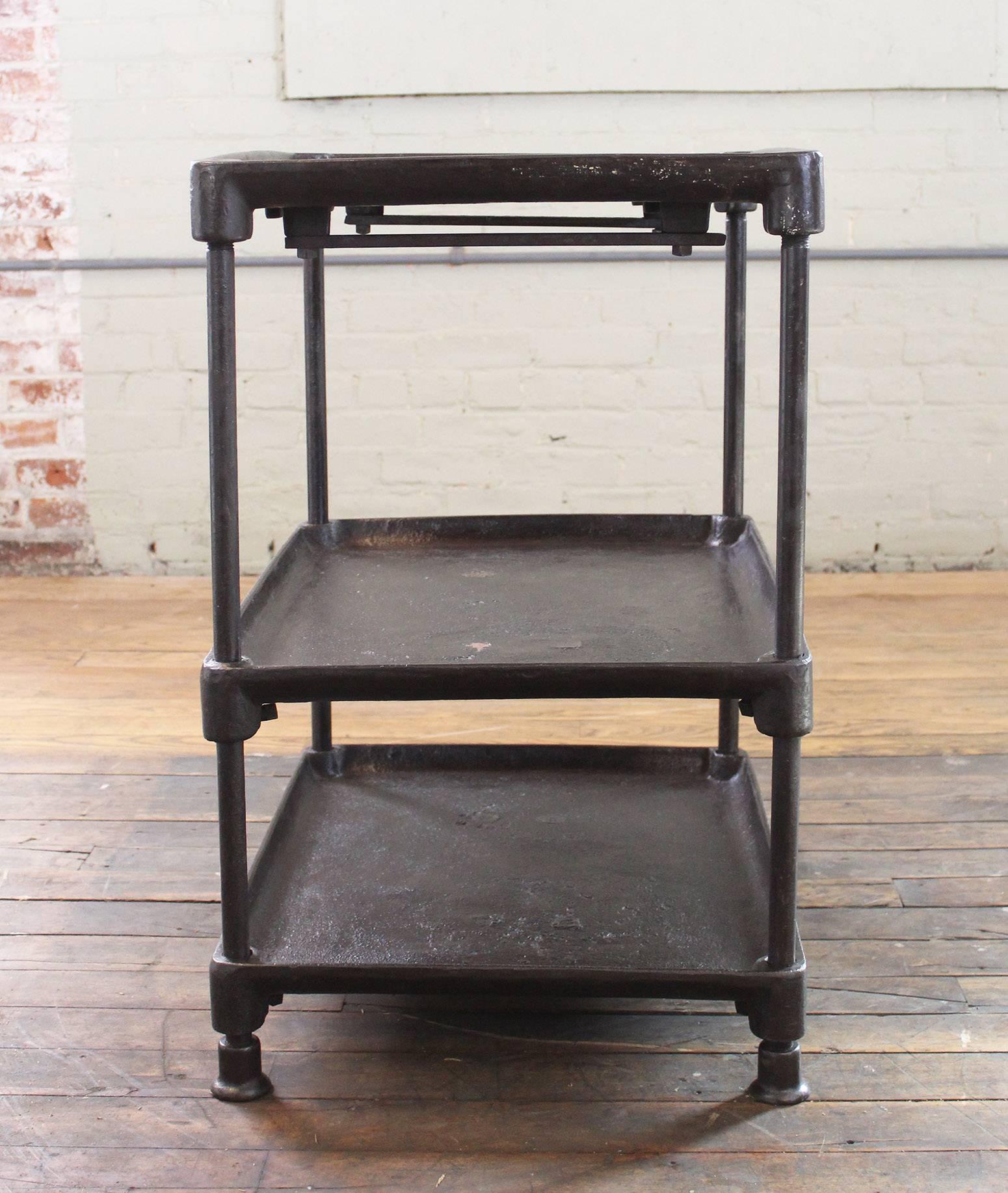 Three-Tier Cast Iron Industrial Table In Good Condition In Oakville, CT