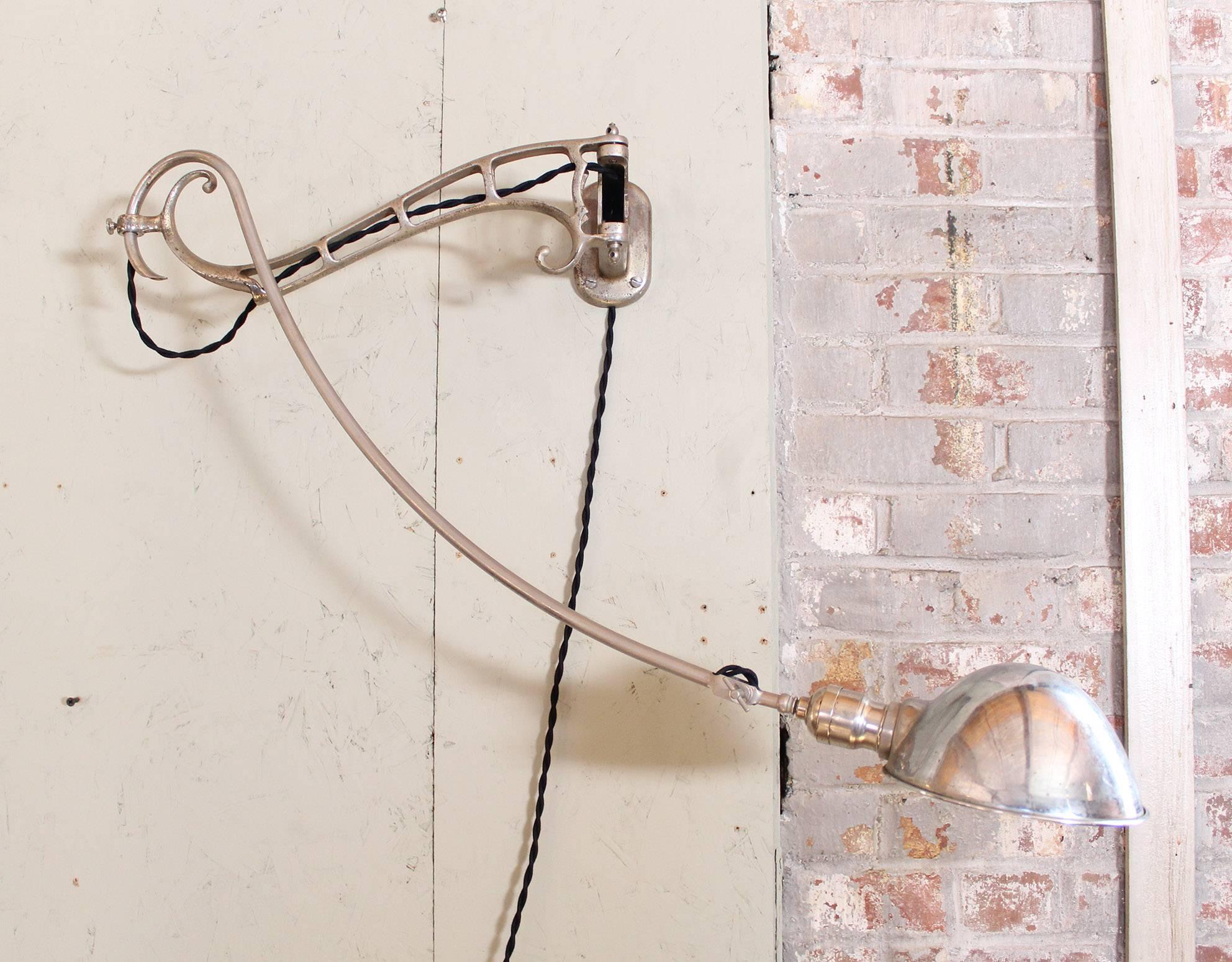 Modern Faries Wall Lamp, Vintage Industrial Adjustable Reading Light Sconce In Good Condition In Oakville, CT