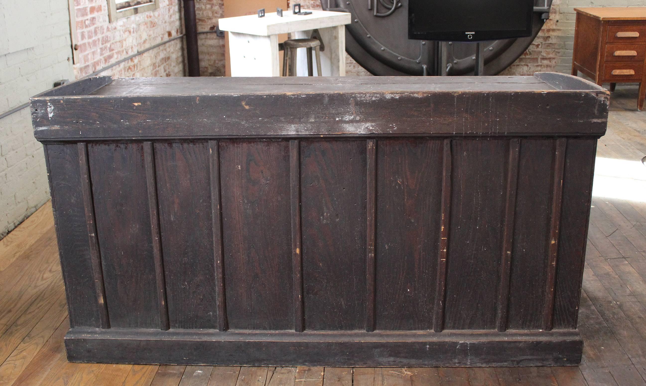 Vintage Industrial Wooden Hardware Store Counter, Clerk's Desk Table 2