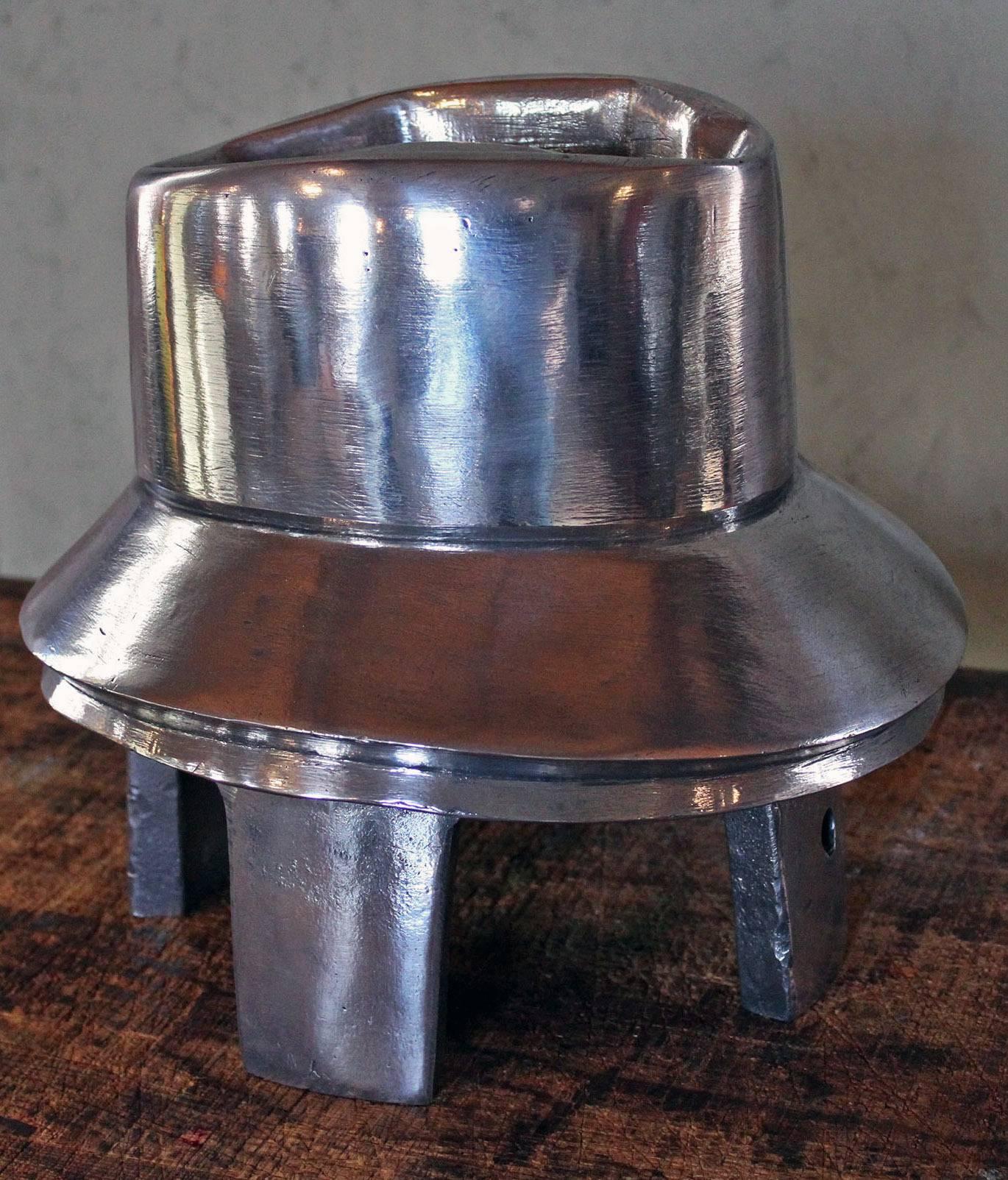 Baroque Vintage Industrial Polished Metal Aluminium Hat Block Mold, OB1DC