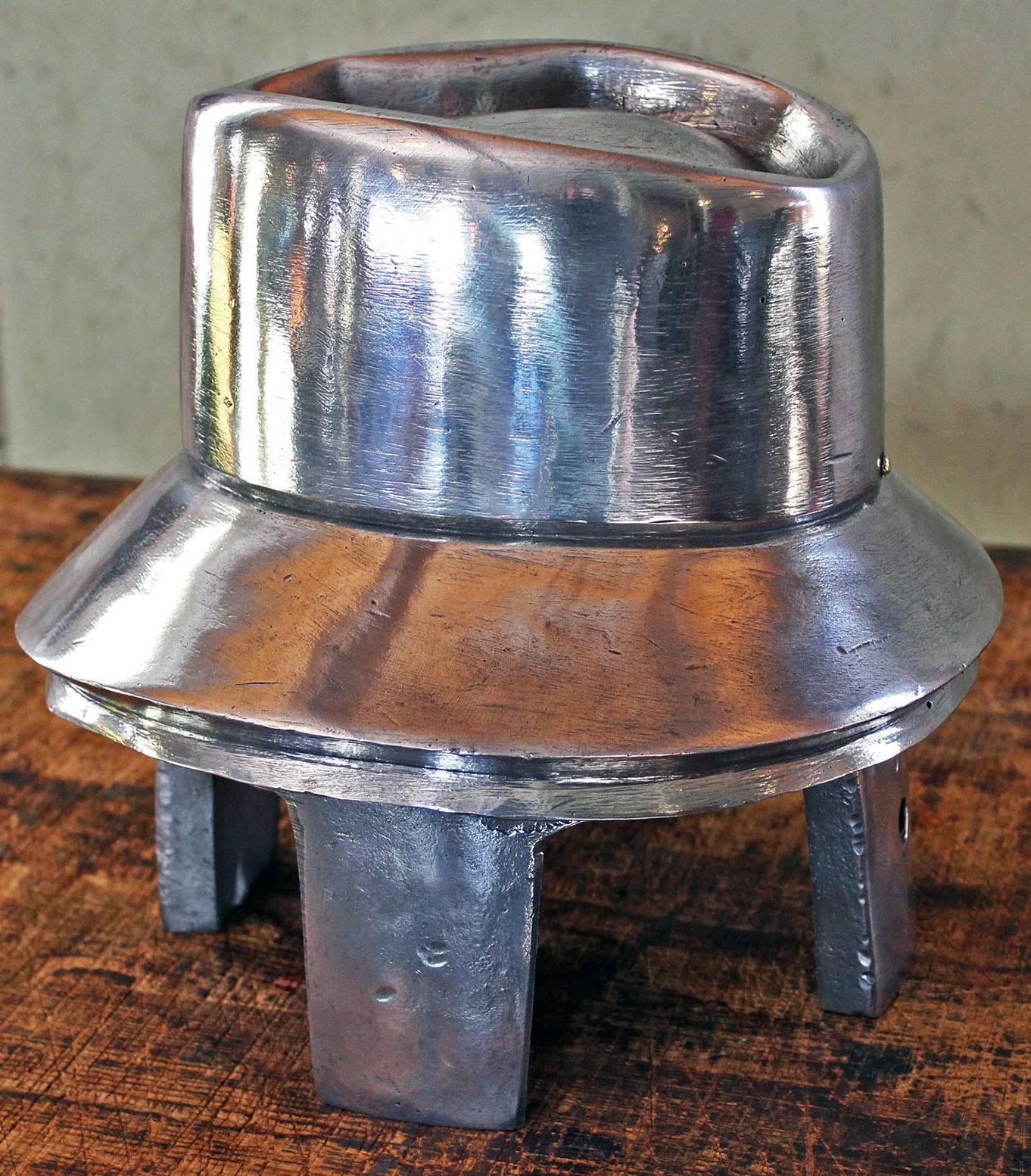 20th Century Vintage Industrial Polished Metal Aluminium Hat Block Mold, OB1DC