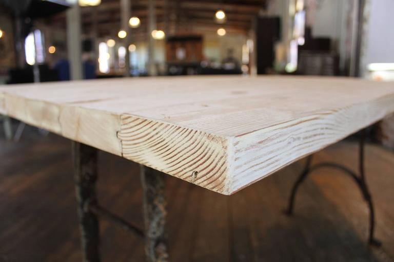 Vintage Table Reclaimed Plank Top Distressed Wood Steel Farm