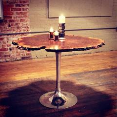 Free-Form Burl Walnut Tulip Base Dining, Kitchen Table Mid-Century Modern