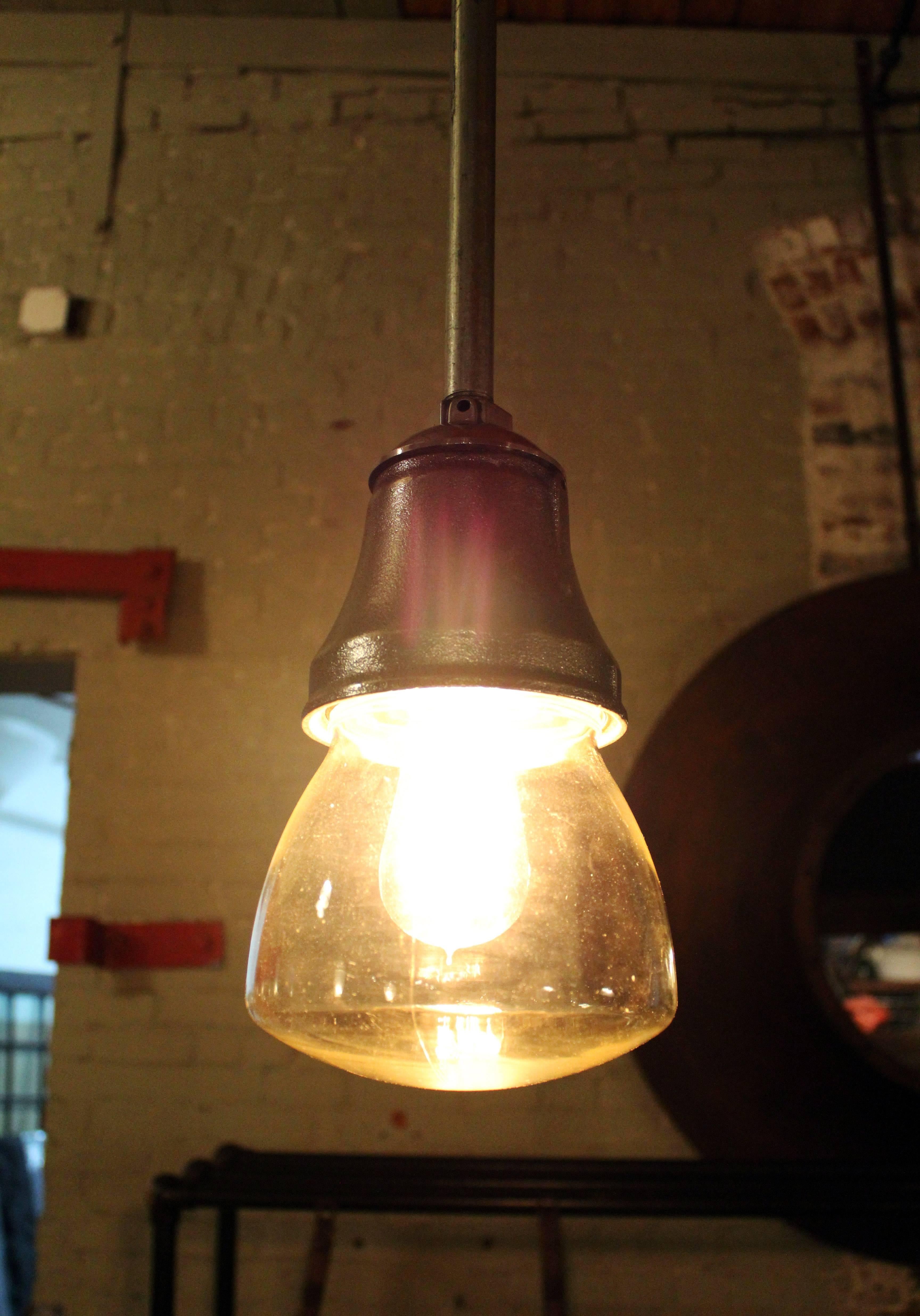 American Pendant Lamp Light Polished Aluminum Vintage Industrial Iron Glass Ceiling