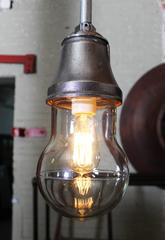 Vintage Industrial Pendant Cast Iron and Glass Ceiling, Hanging Light, Lamp