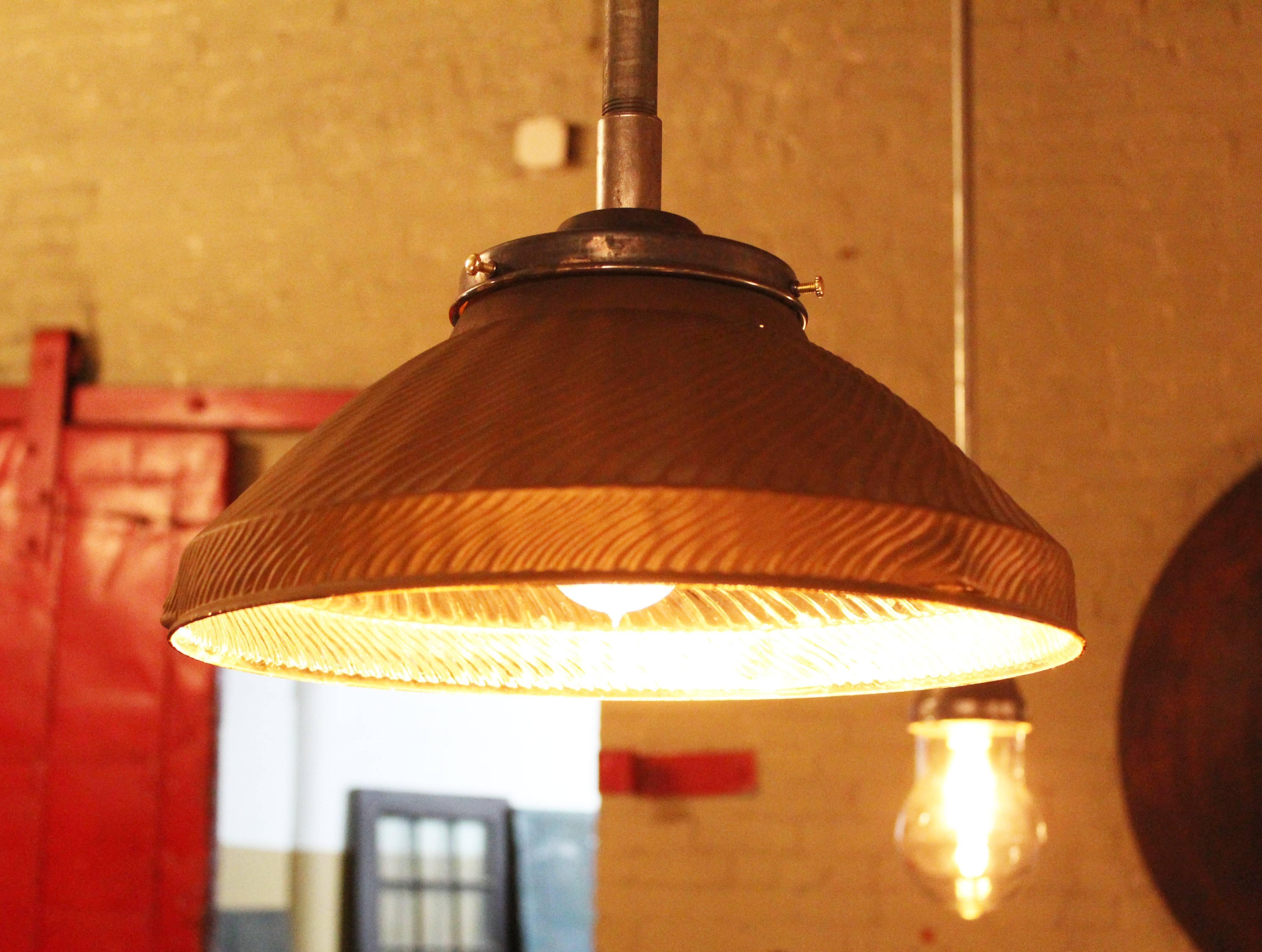 20th Century Gold Mercury Glass Pendant Hanging Ceiling Light, Lamp Vintage Industrial 