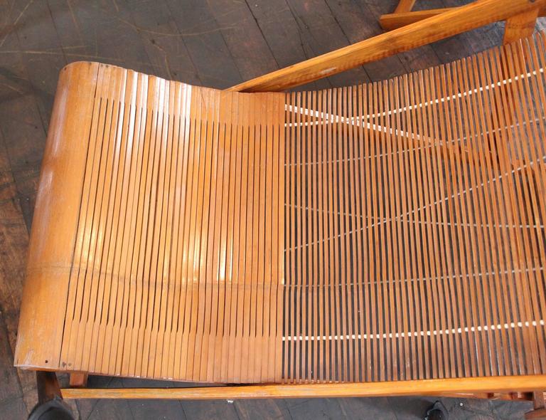 Vintage Bamboo Wood Japanese Deck Chairs, Loungers Outdoor Fold Up