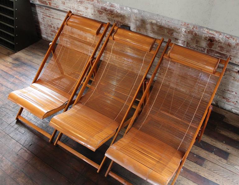 Vintage Bamboo Loungers Wood Japanese Deck Chairs Outdoor Fold Up Lounge At 1stdibs - Vintage Metal Bamboo Patio Furniture Japan