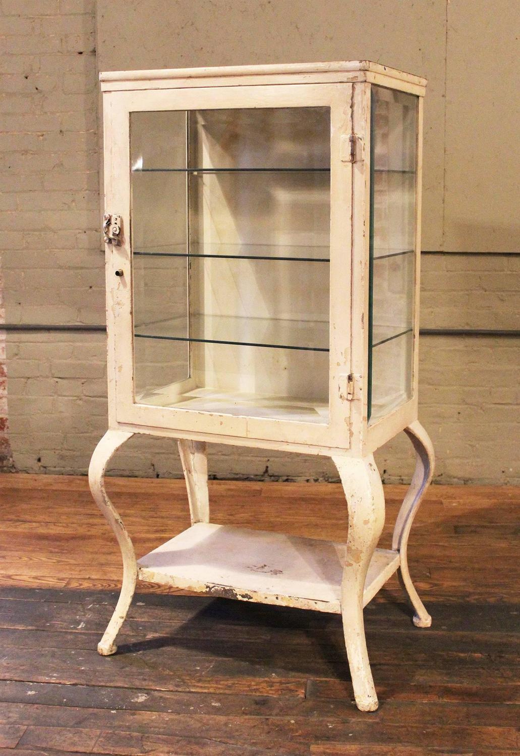 Antique Metal and Glass Apothecary, Medical Storage Vintage