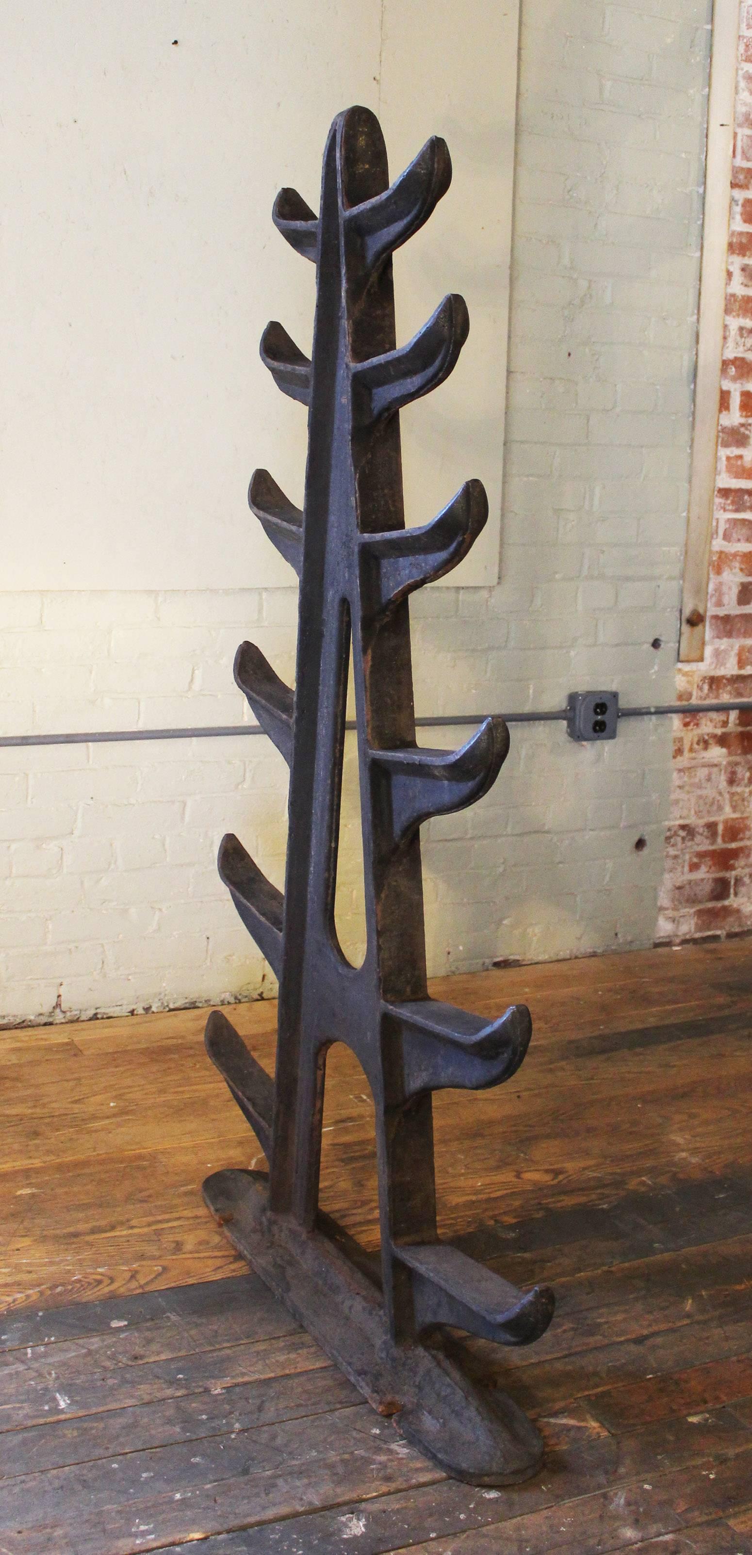 Cast Iron Storage Rack Vintage Industrial Shelving Display Unit Architectural For Sale at
