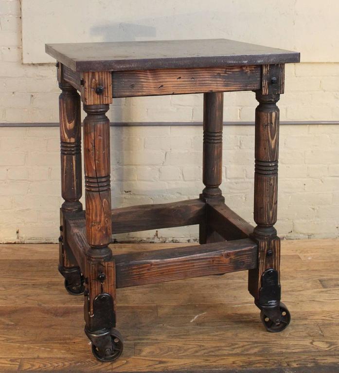 Bar Cart Cast Iron Steel And Wood Printer S Turtle Table Rolling Bar Cart Cast Iron Steel And Wood Printer S Turtle Table Rolling Serving For