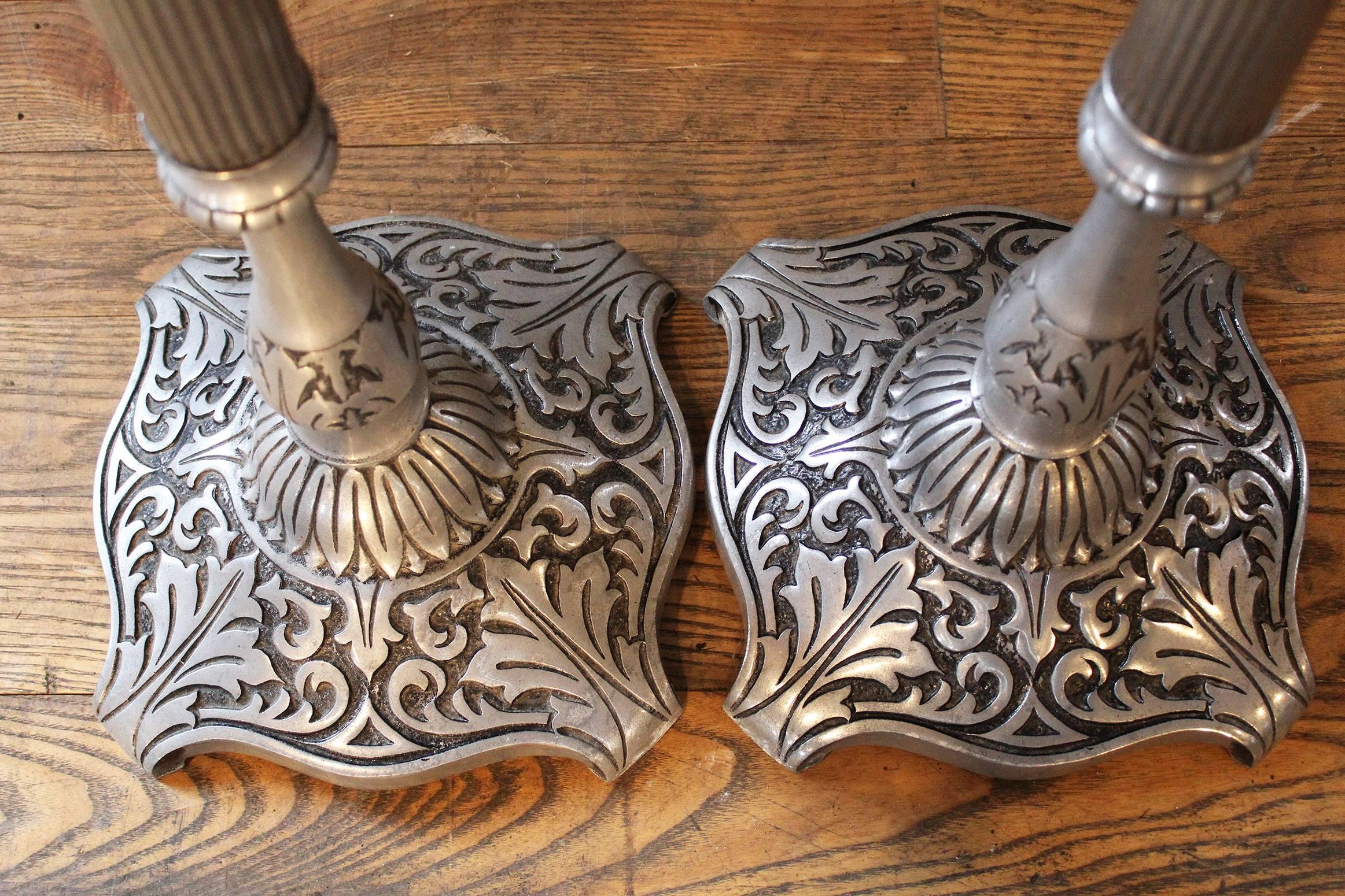 pewter pillar candle holders