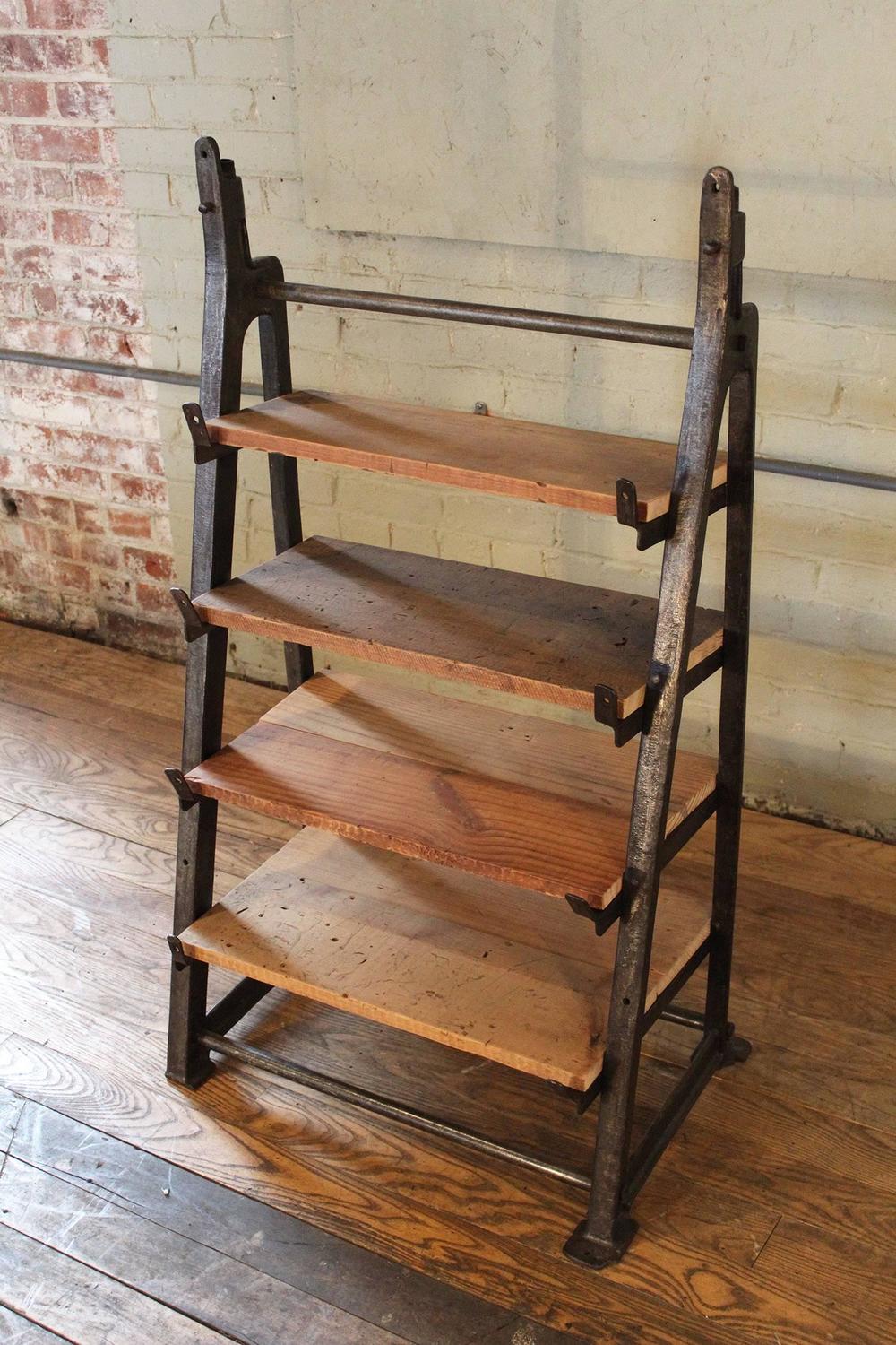 Vintage Industrial Custom Factory Cast Iron Wood Shelving ...