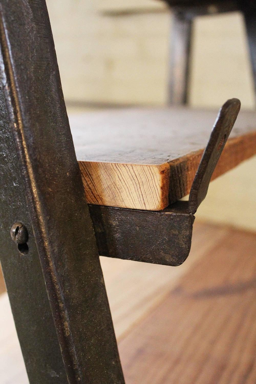 Vintage Industrial Custom Factory Cast Iron Wood Shelving, Shelf