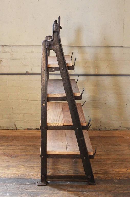 Vintage Industrial Custom Factory Cast Iron Wood Shelving, Shelf