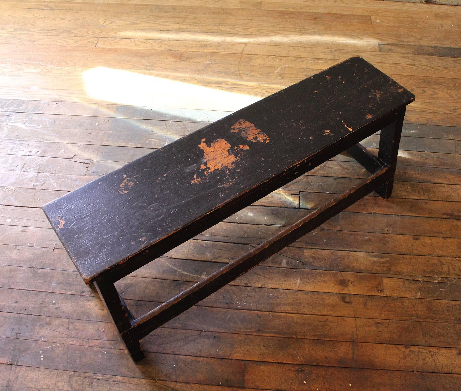 American Vintage Industrial Low Work Bench, Wooden Table