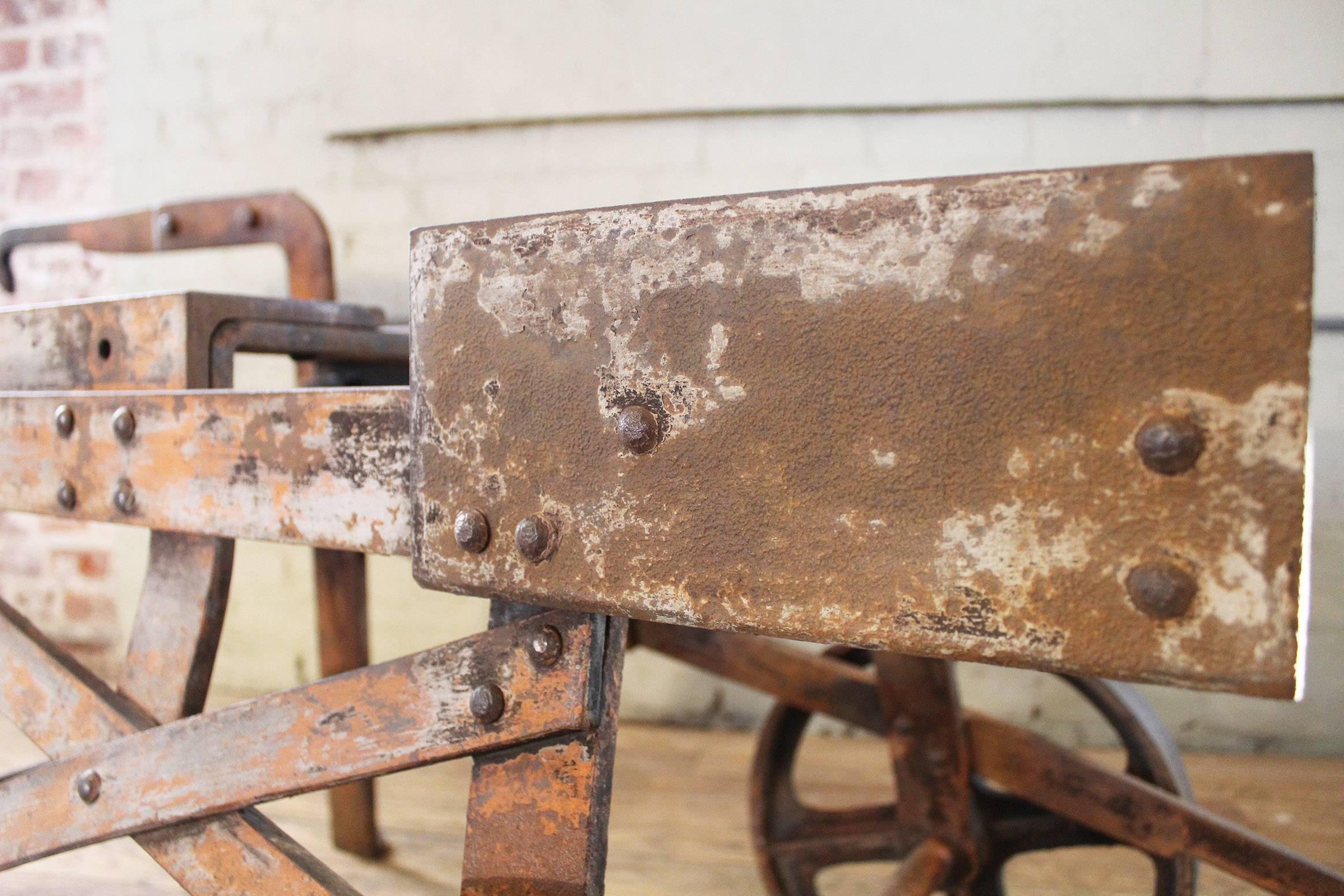 20th Century Outdoor Object Steel & Iron Factory Shop Rolling Bar Cart Table Wheelbarrow
