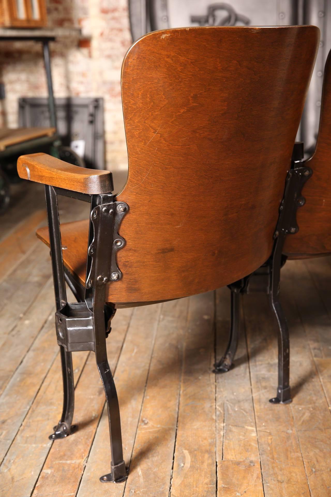 American Vintage Original Wood and Steel Folding Theater Seats, Seating, Chairs