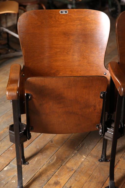 Vintage Original Wood and Steel Folding Theater Seats, Seating, Chairs