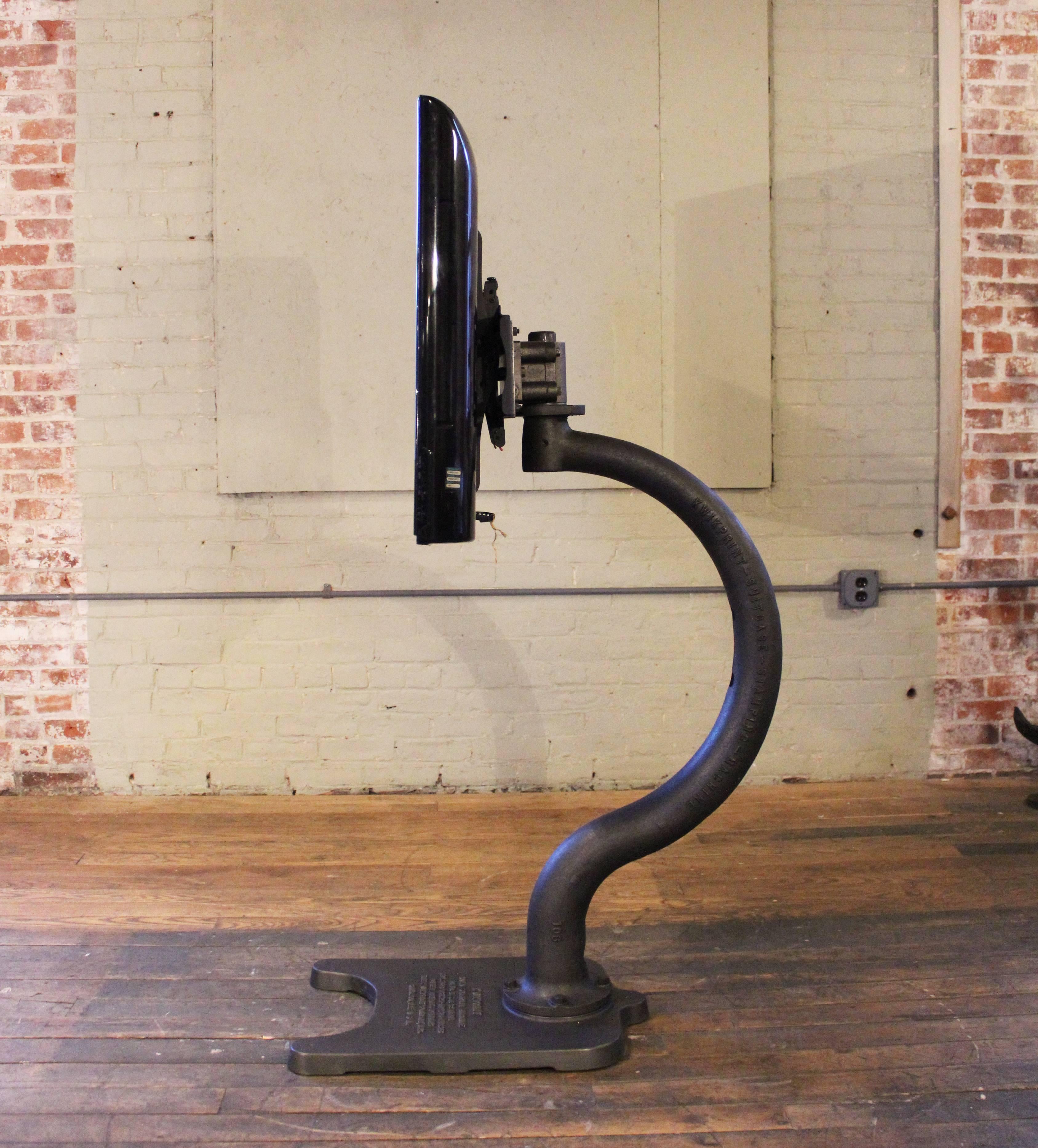 Cast Pedestal Flat Screen TV Media Stand Vintage Industrial Iron Steel 