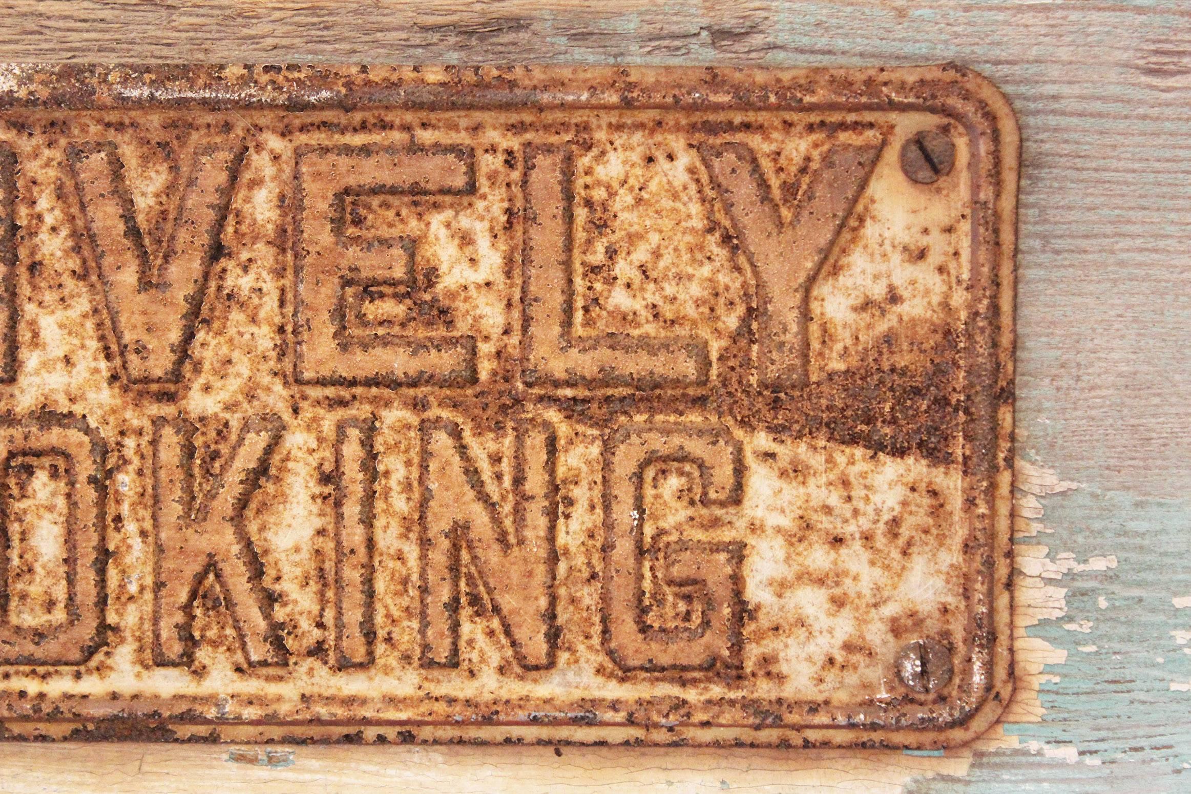 POSITIVELY NO SMOKING Vintage Metal Sign on Painted Wood Block 2