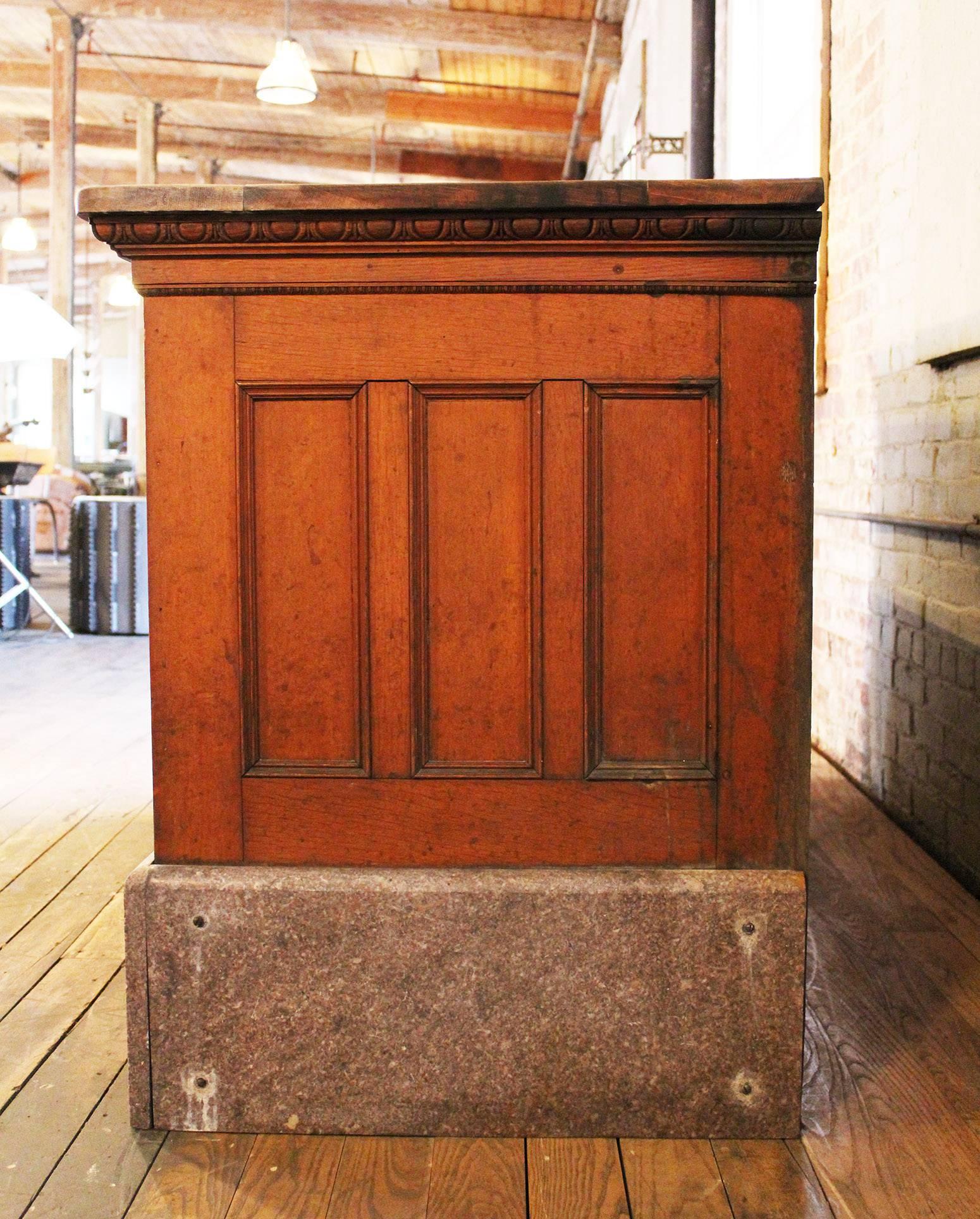 Store Counter, Bar, Shop Vintage Industrial Wood and Marble Hardware General  In Good Condition In Oakville, CT