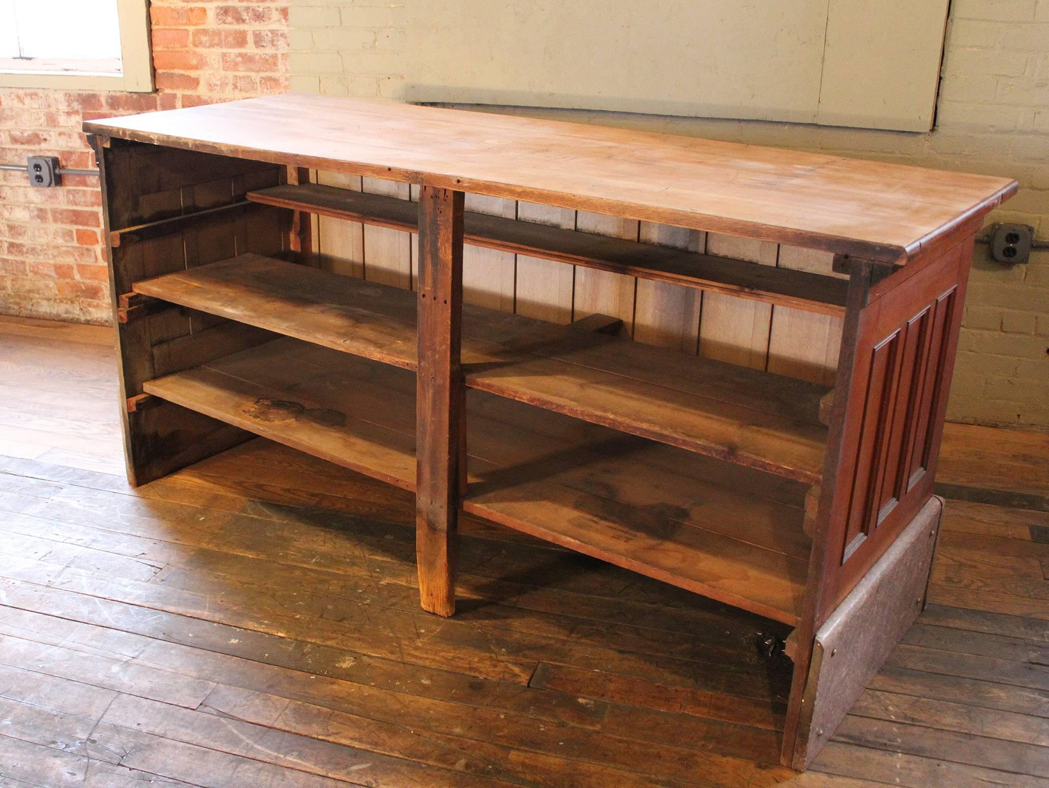 20th Century Store Counter, Bar, Shop Vintage Industrial Wood and Marble Hardware General 