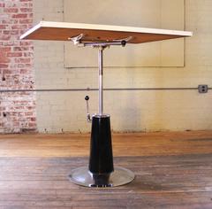 Vintage Industrial Hydraulic Adjustable Steel Drafting Table
