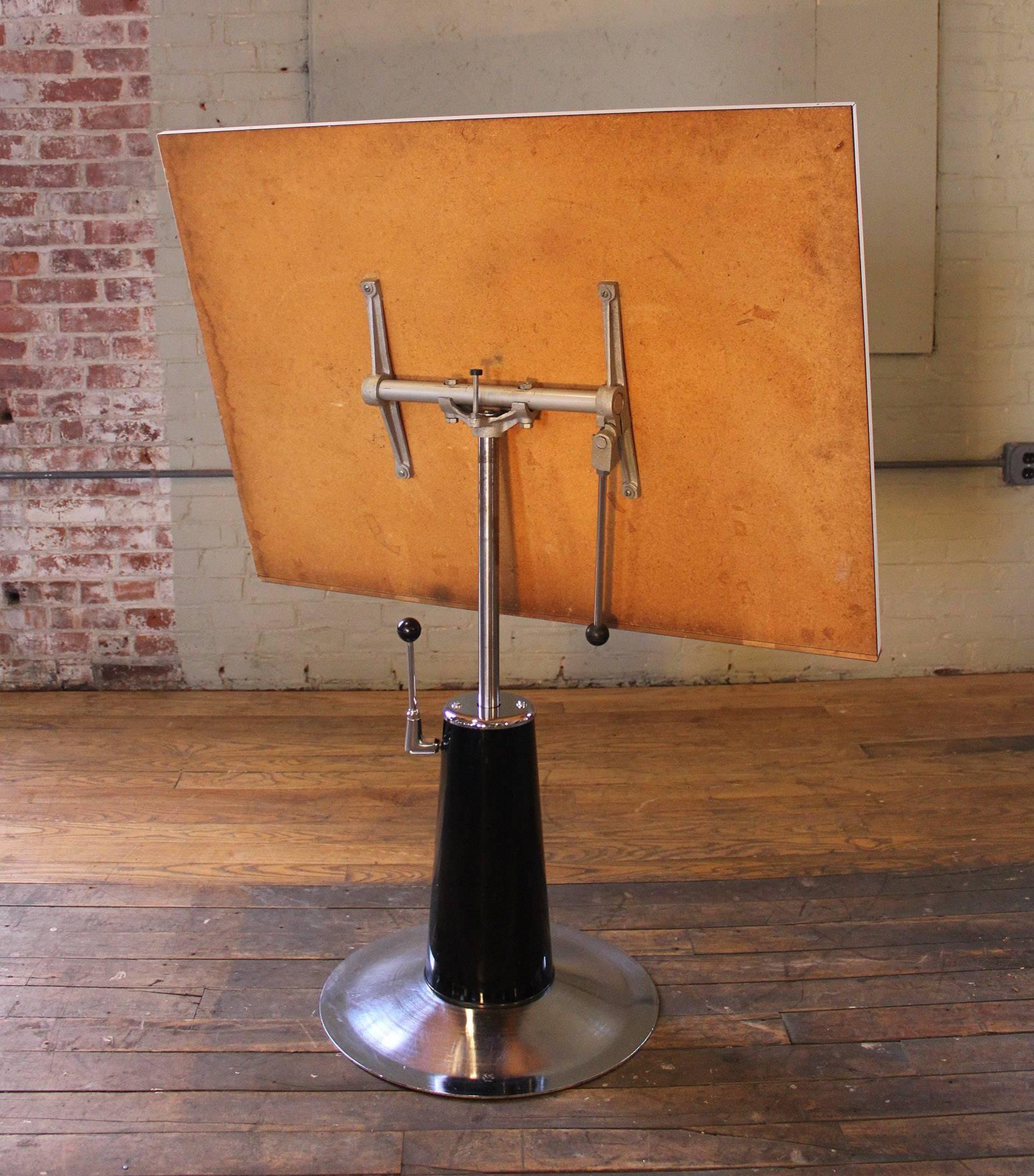 Mid-Century Modern Vintage Industrial Hydraulic Adjustable Steel Drafting Table